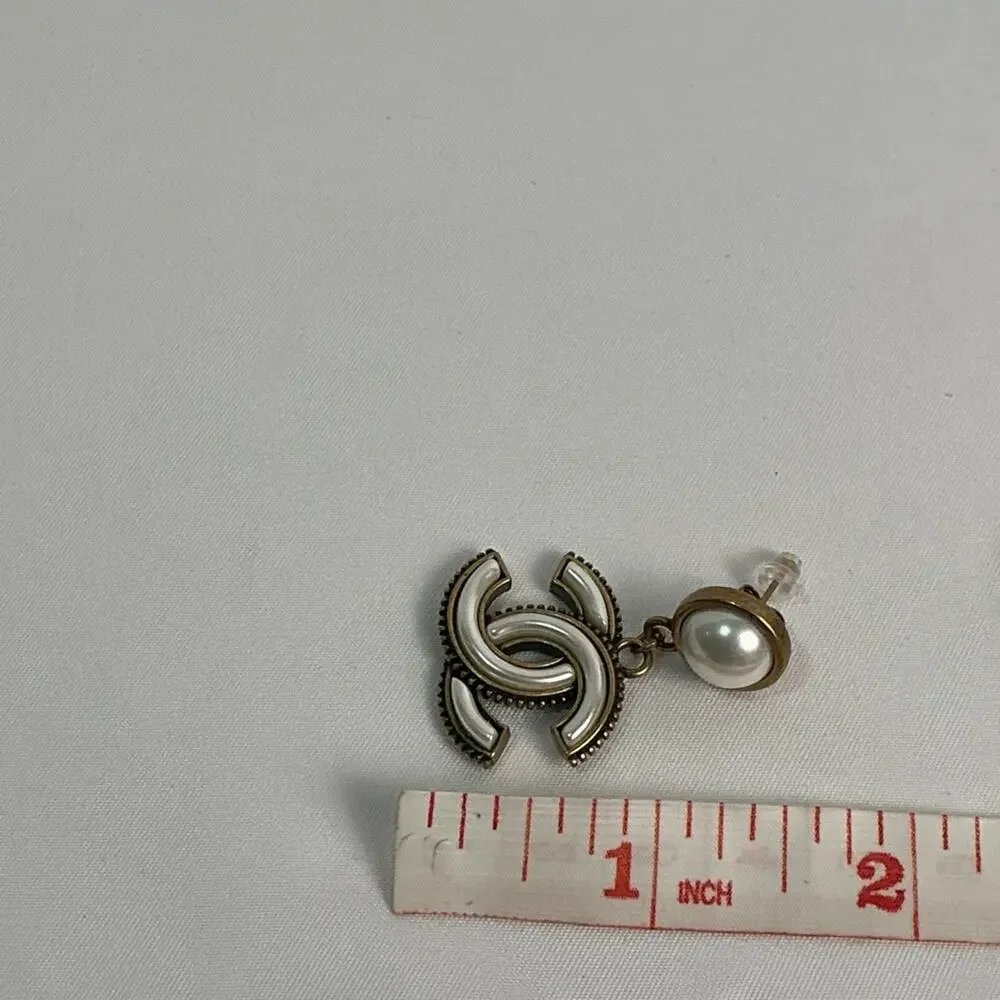 Chanel Antique Gold Pearl Earrings Estate Jewelry